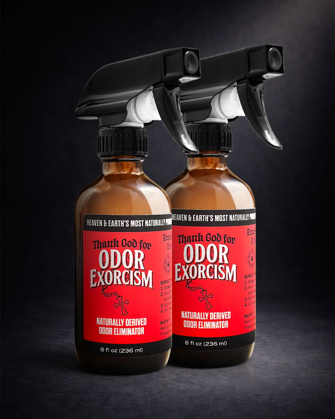 Natural, clean, fragrance-free, aromatherapy-grade essential oil odor eliminator spray bottles from Odor Exorcism.