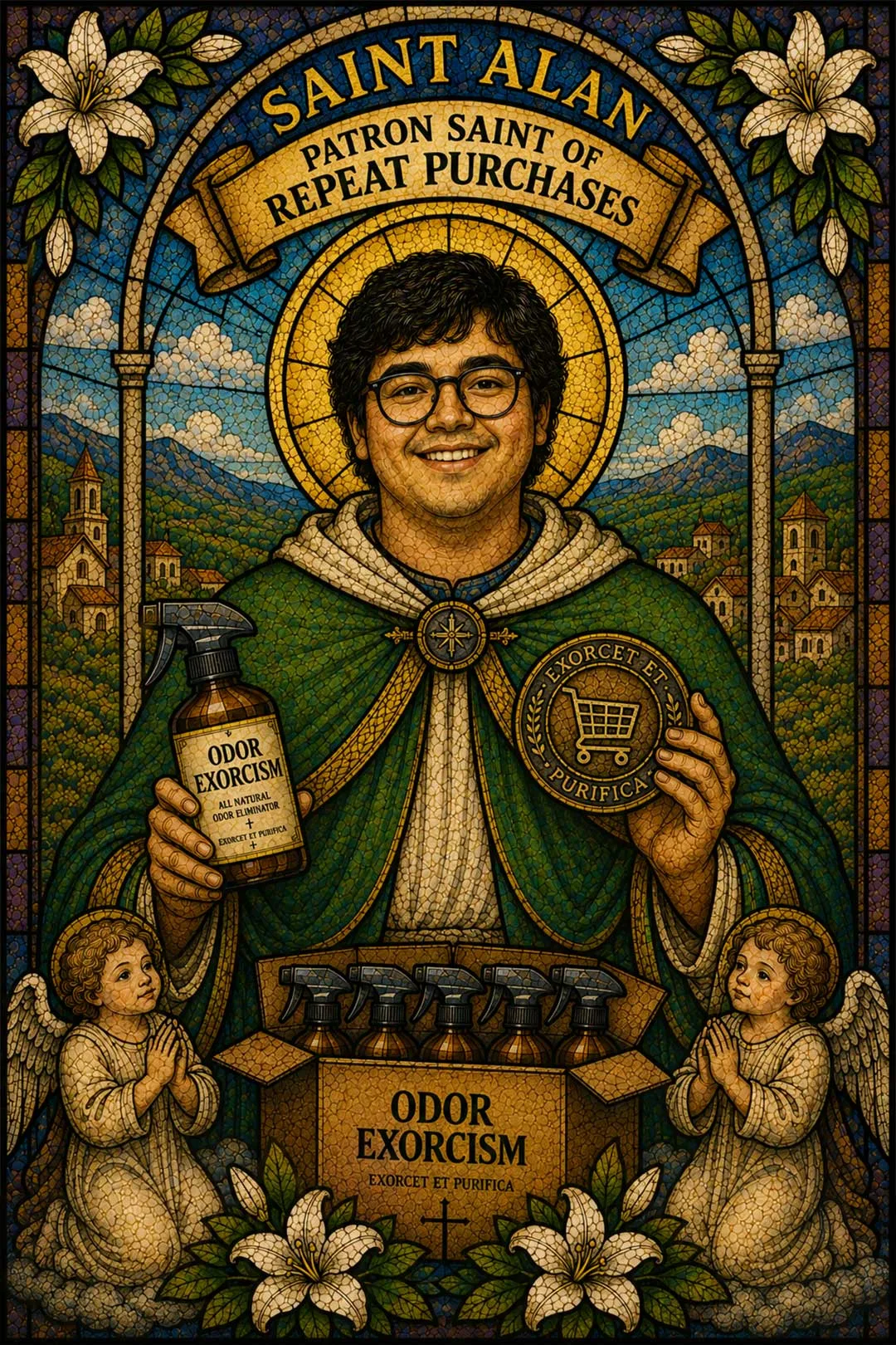 Saint Alan, Patron Saint of Repeat Purchases fresco.